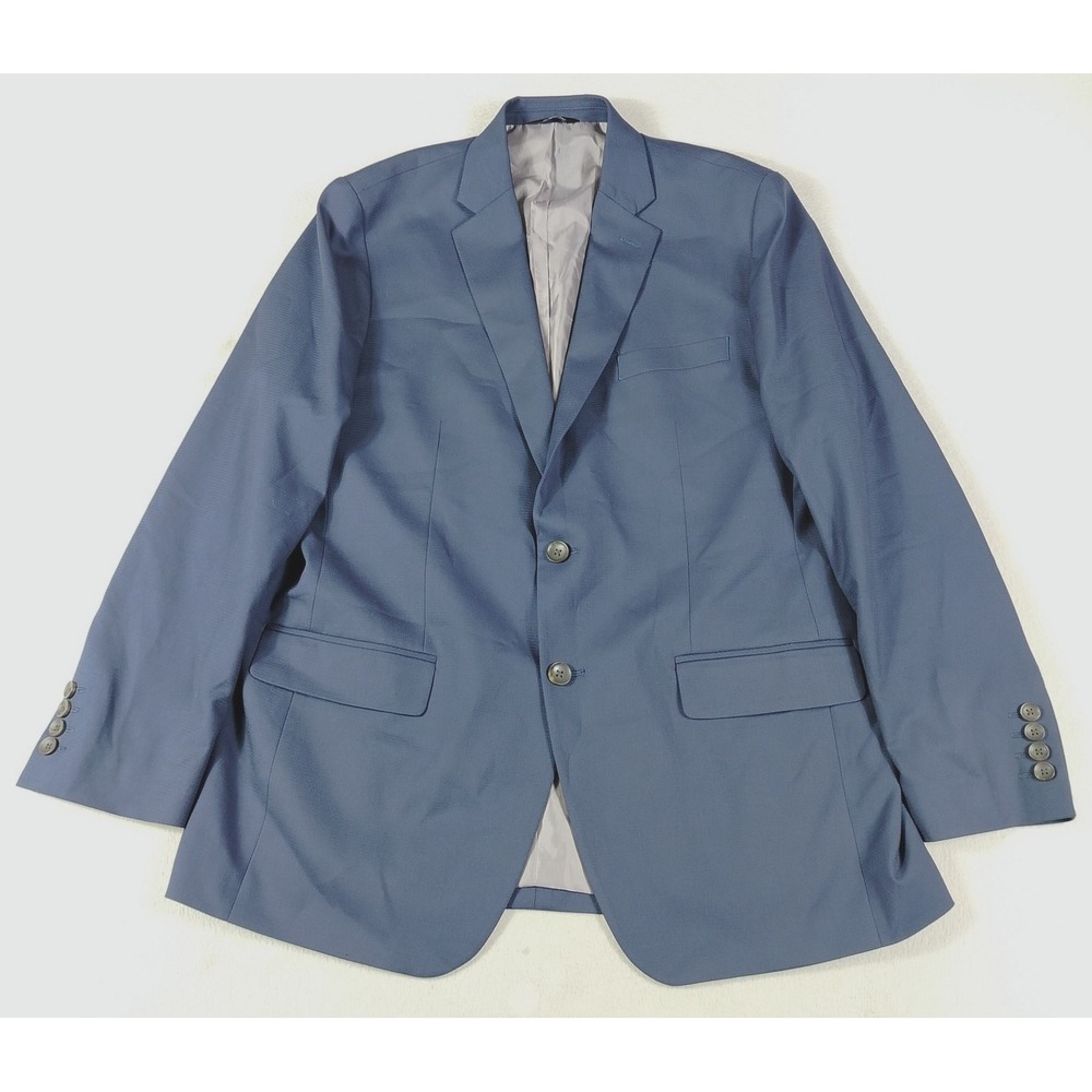 Haggar Suit Jacket Mens 42R Blue H26 Tailored Fit 2 Button Business Office